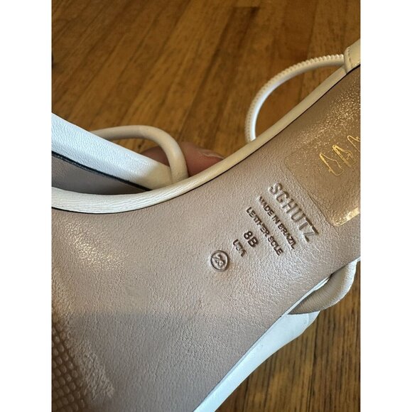 SCHUTZ Gaiah Ankle Strap Sandals in White Leather Size 8 EUC - Picture 11 of 11